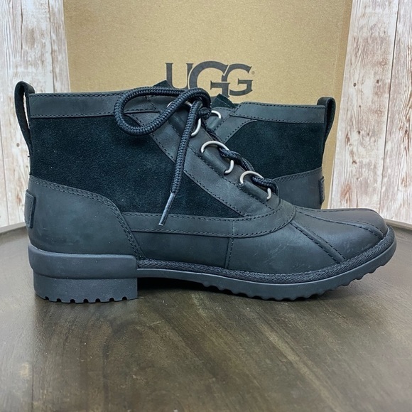 UGG Heather Leather Waterproof Lace Up Boot Size 6 Women - Picture 8 of 14